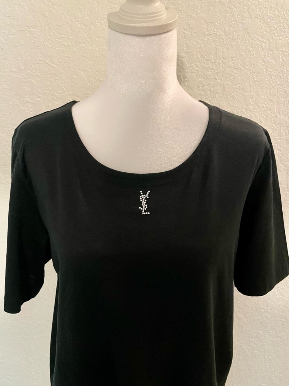 YSL Black Rhinestone Logo Top - Picture 3 of 15